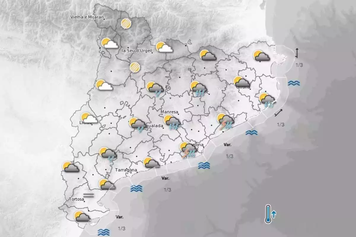 Mapa amb la predicció meteorològica per dimecres 20 de setembre a Catalunya