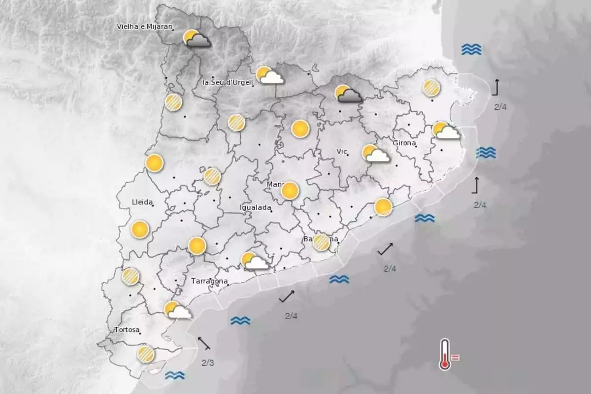 Mapa amb la predicció meteorològica pel 4 d'octubre