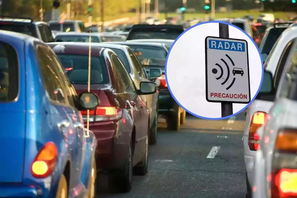 Muntatge d'una carretera espanyola amb una imatge d'un radar