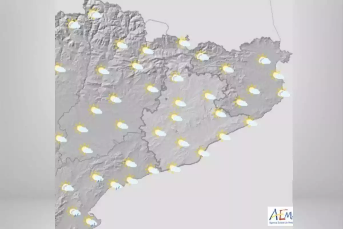 Muntatge de la captura del mapa de Catalunya de l'AEMET pel diumenge, 17 de setembre del 2023 al matí.
