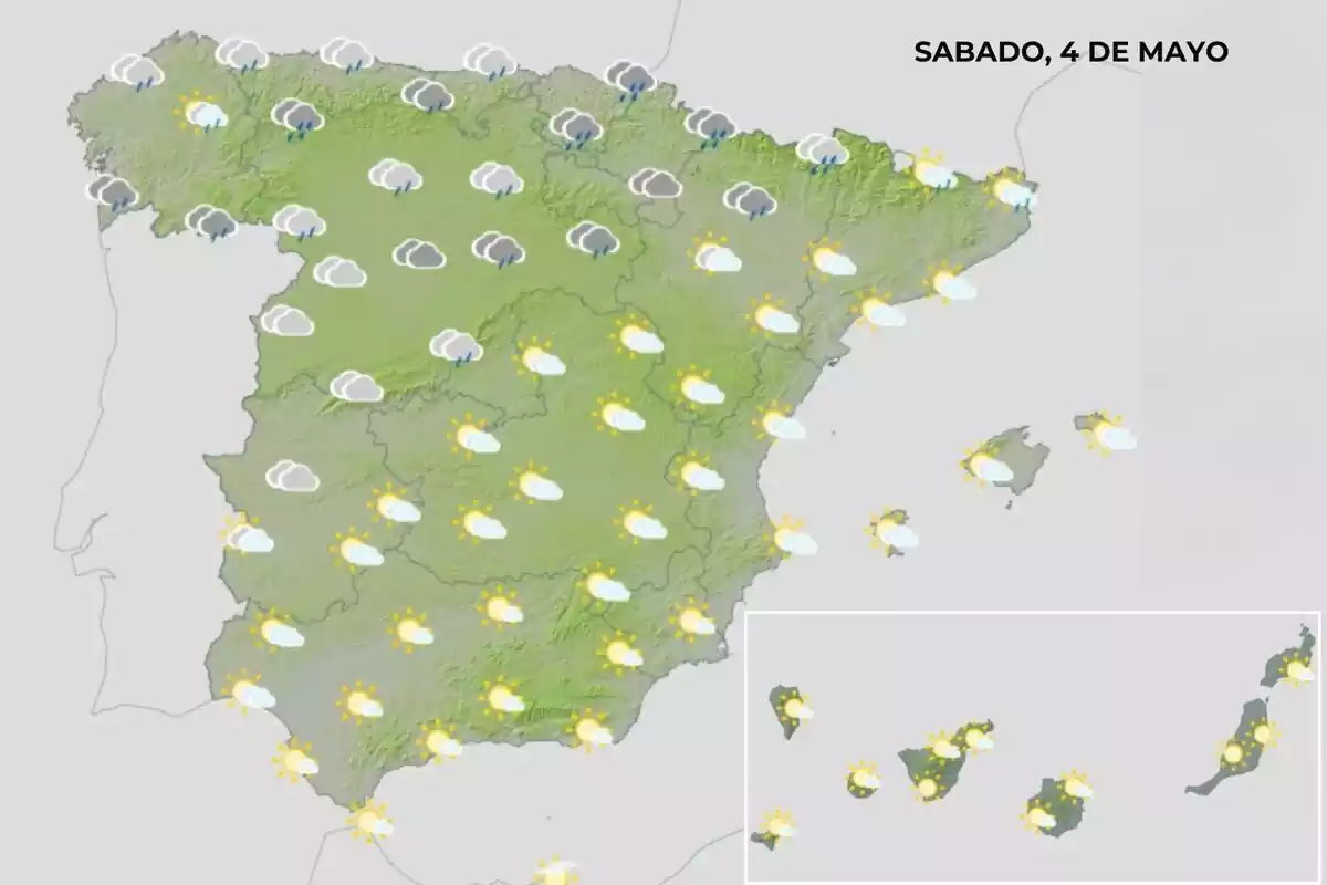 Mapa del temps del 4 de maig a Espanya