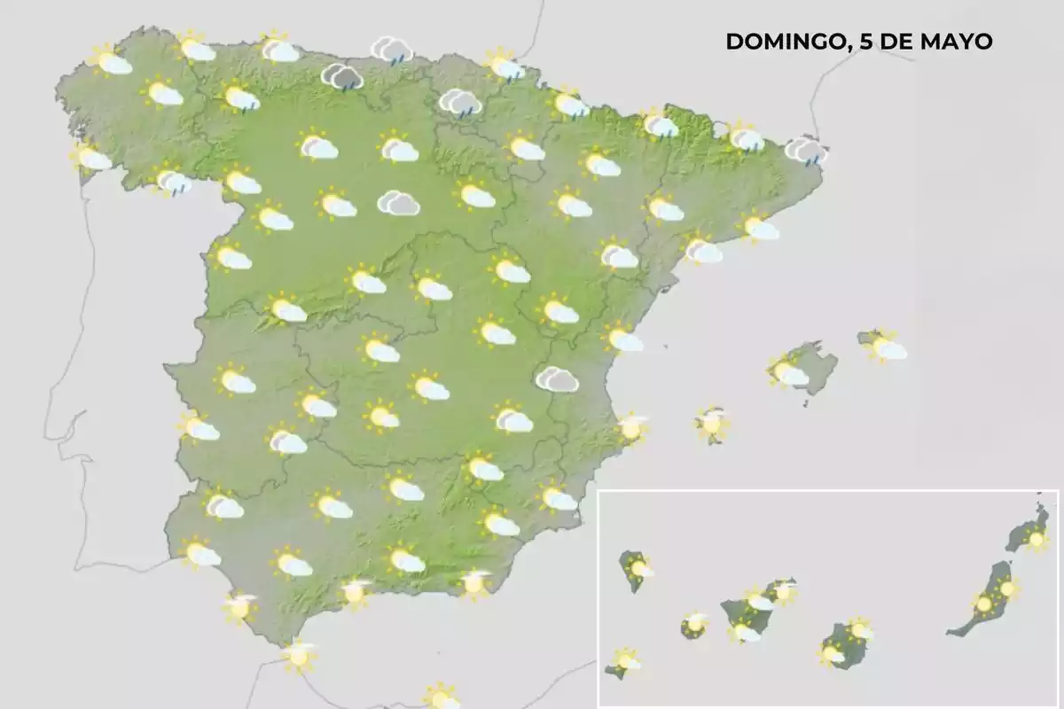 Mapa del temps del 5 de maig a Espanya