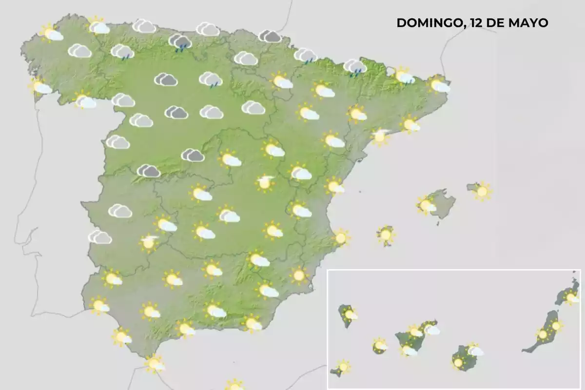 Mapa del temps a Espanya el 12 de maig