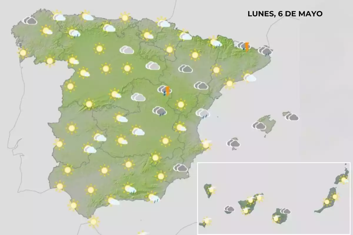 Mapa del temps a Espanya el 6 de maig