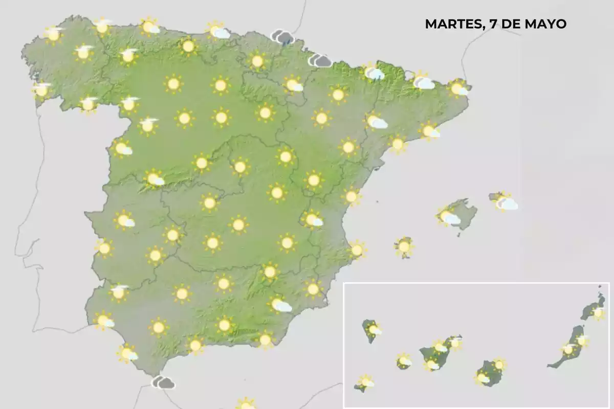 Mapa del temps a Espanya el 7 de maig
