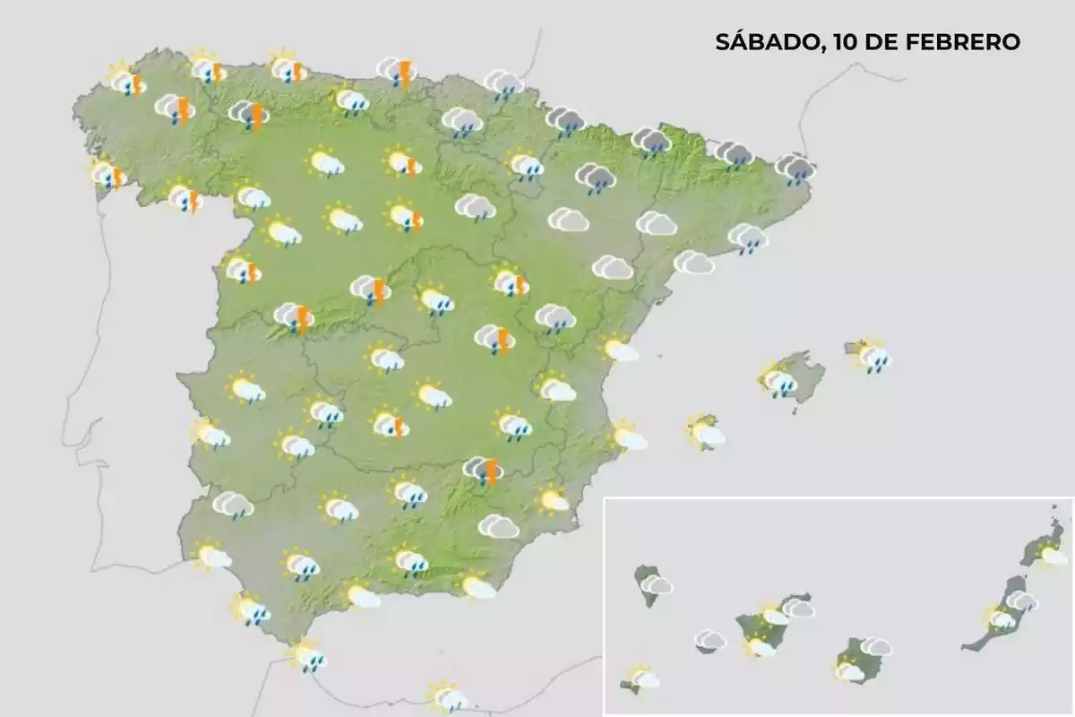 Mapa del temps d'Espanya del 10 de febrer
