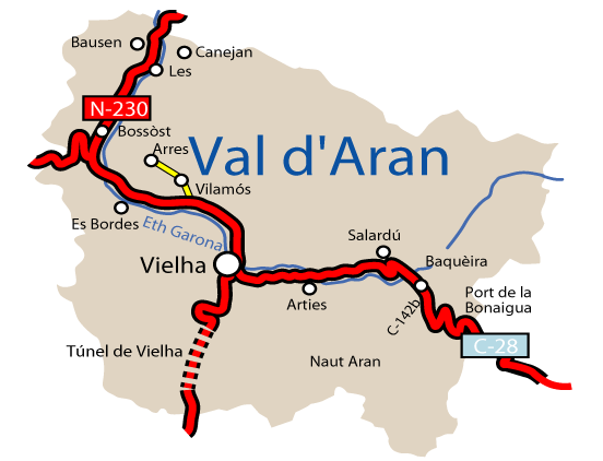 Mapa de la Vall d'Aran